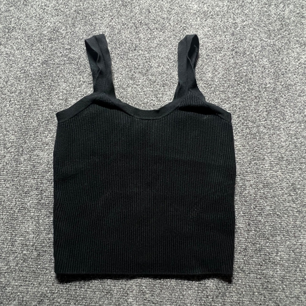 Abercrombie & Fitch‎ Womens Black Ribbed Knit Scoop Neck Tank Top Small Croptop